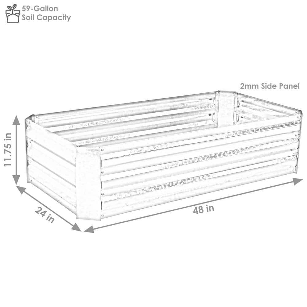 Ippolito Rectangular Galvanized Steel Raised Garden Bed