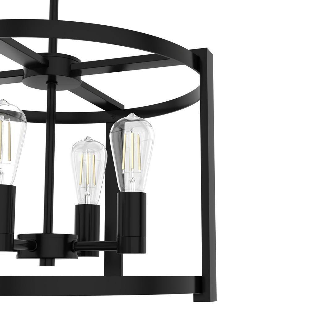 18" 4-Light Astwood Chandelier Black - Hunter Fan: Modern Metal Ceiling Fixture, UL Listed, Dimmable