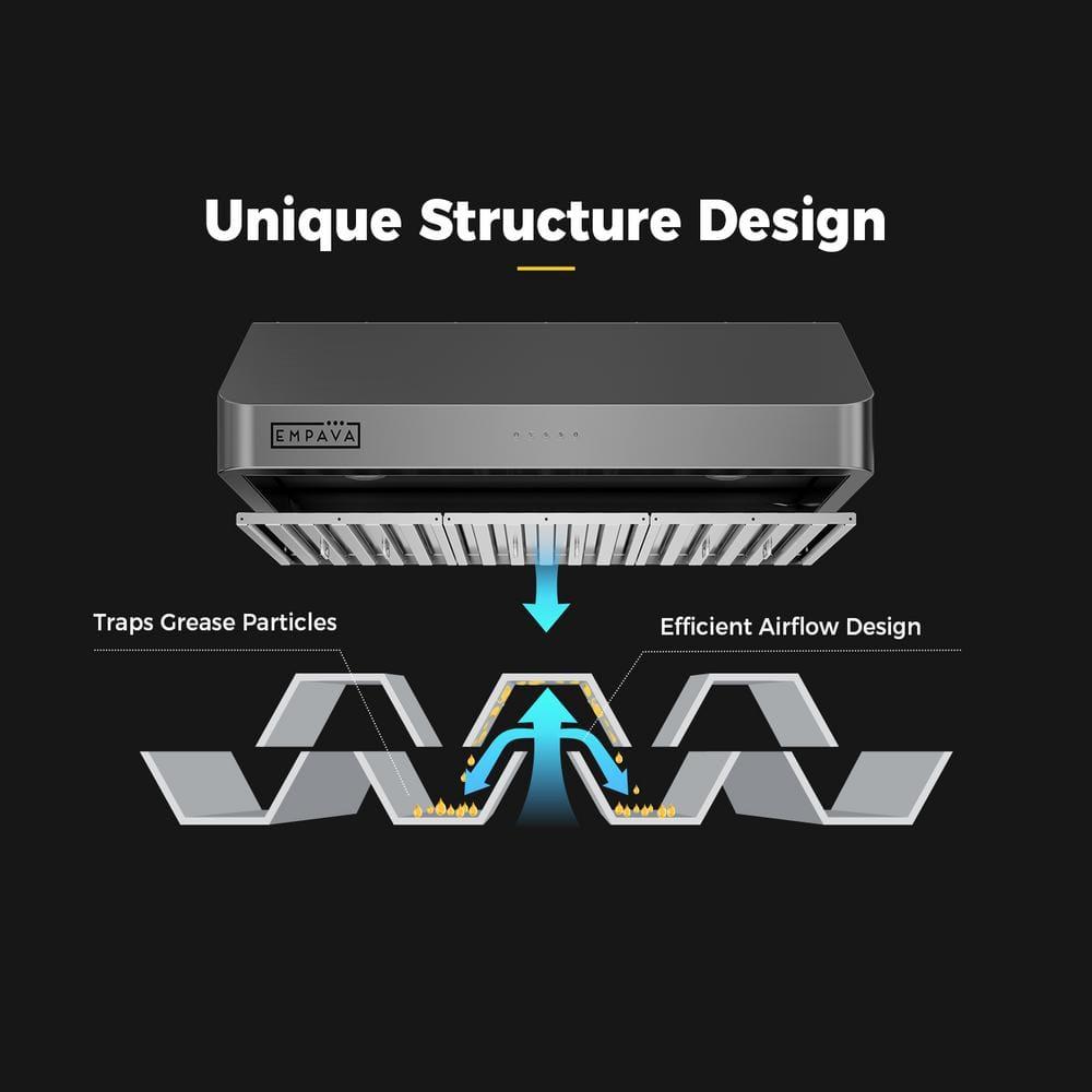 Empava 30" Metal 500 CFM Ducted (Vented) Wall Range Hood with Baffle Filter