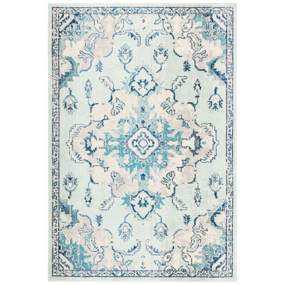 Madison MAD484 Power Loomed Indoor Area Rug - Teal/Beige - 6'x9' - Safavieh