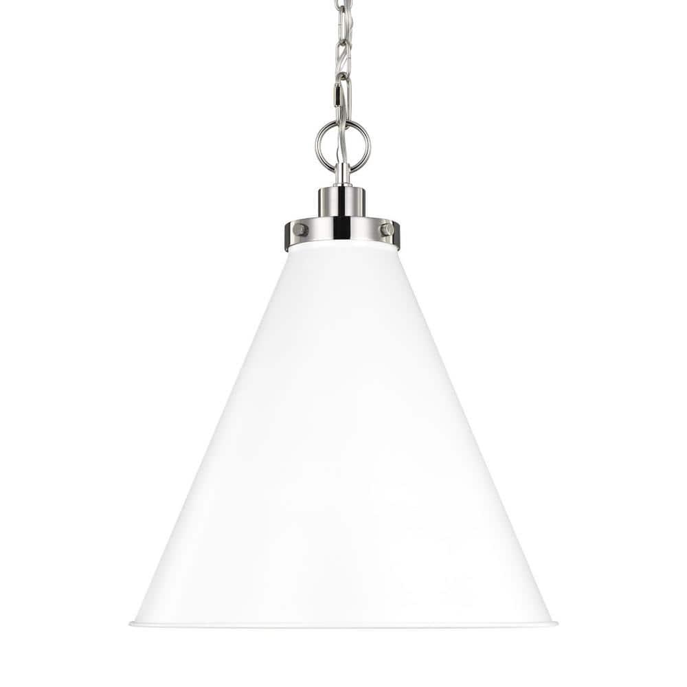 Wellfleet 15.63" Matte White & Polished Nickel Indoor/Outdoor Pendant