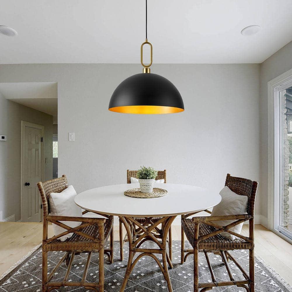 Large Pendant Light Black and Gold Dome Pendant Light Fixtures 17.71” Industrial Hanging Lamp Modern Farmhouse Dome Chandelier Pendant Lighting for Kitchen Island Hallway Dining Room Entryway Foyer