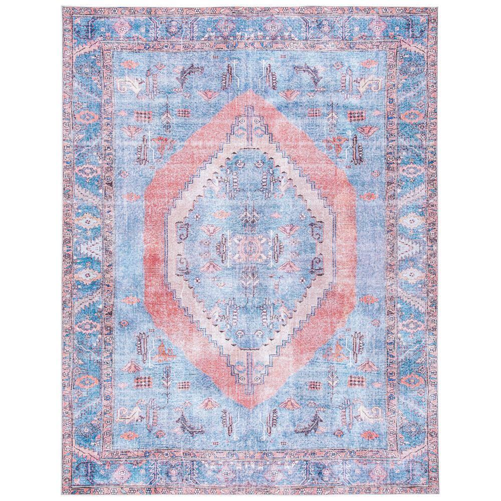 SAFAVIEH Serapi Teague Traditional Machine Washable Area Rug, Light Blue/Beige, 8' x 10'
