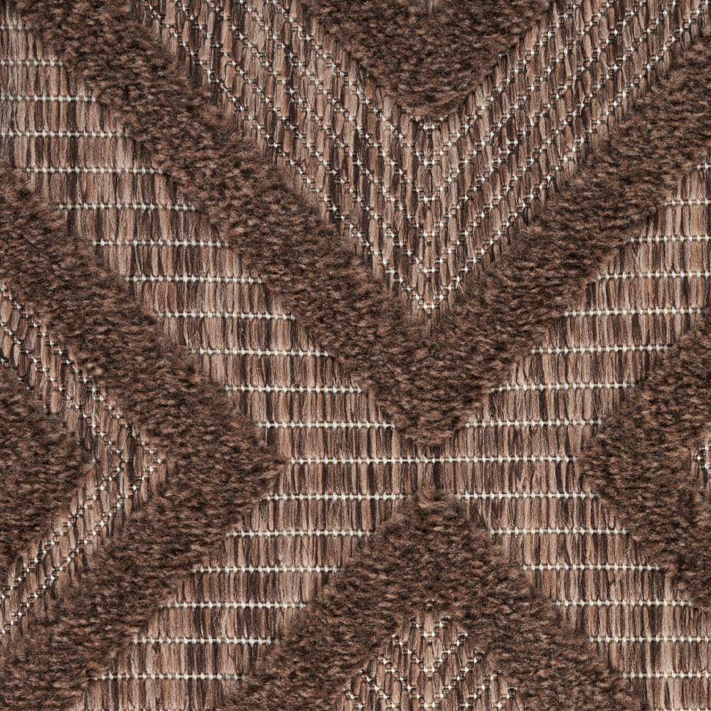 Nourison Versatile Diamond Geometric Flatweave Indoor Outdoor Area Rug Brown 5' x 7'