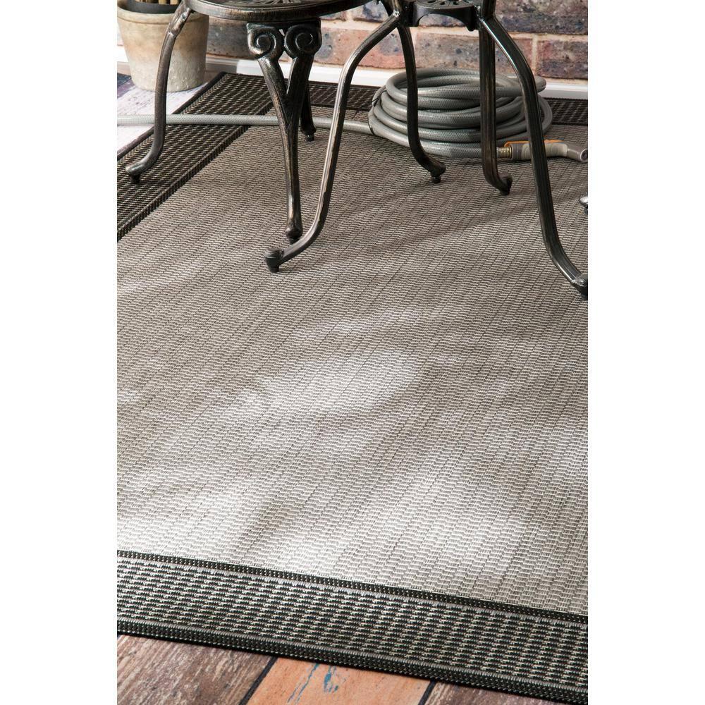 Nuloom Gris Bordered 3x5 Indoor/Outdoor Accent Rug for Living Room Patio Deck Front Porch Entryway Kitchen, Grey/Black