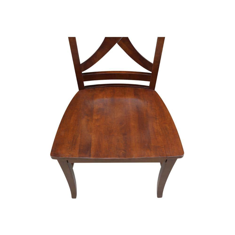 Set of 2 Vineyard Curved X-Back Chairs Espresso - International Concepts: Hardwood Frame, 250lb Capacity