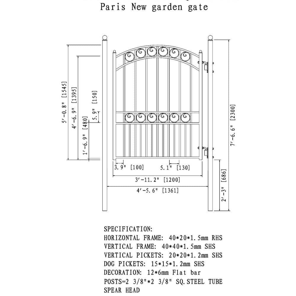 ALEKO 6 ft. H Paris Metal Driveway Dual Swing Gate with Pedestrian Gate