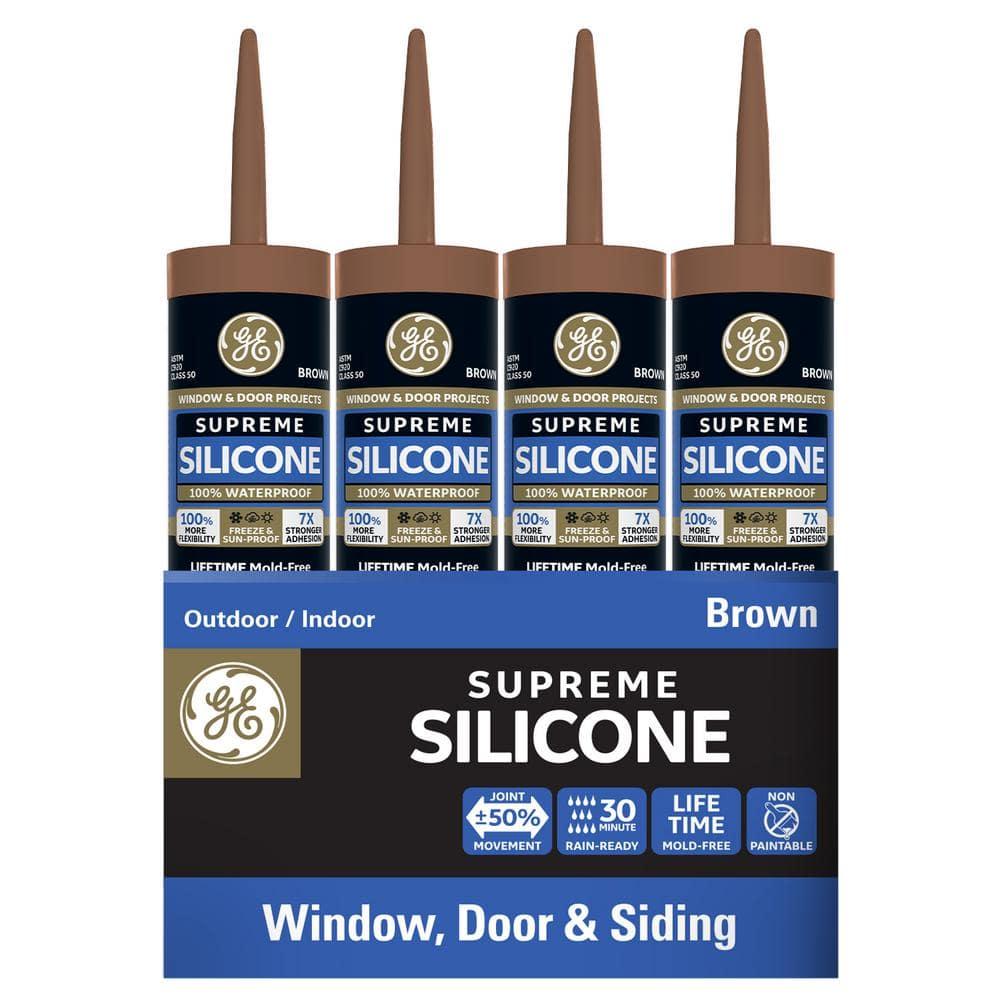 GE Supreme Silicone Window & Door Sealant, Pack of 1, Clear 10.1 fl oz Cartridge