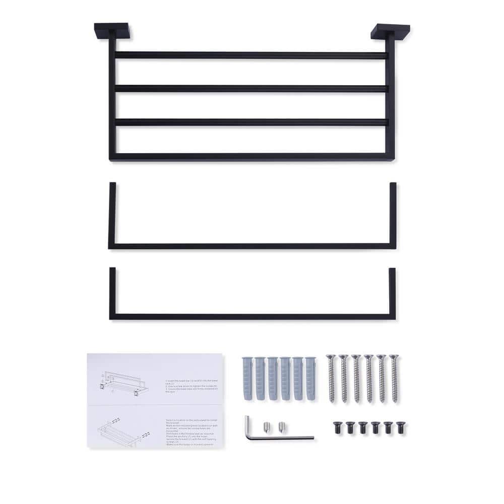 ARCORA AR5150101B-20 2-Tier Wall Mounted Stainless Steel Bathroom Towel Rack With 2 Towel Bars Square Rods