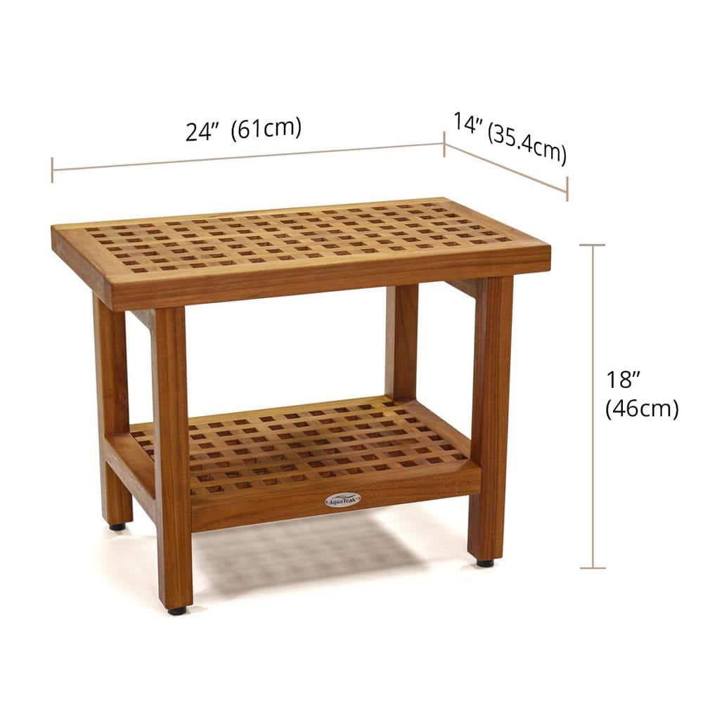 The Original 24" Grate™ Teak Shower Bench with Shelf