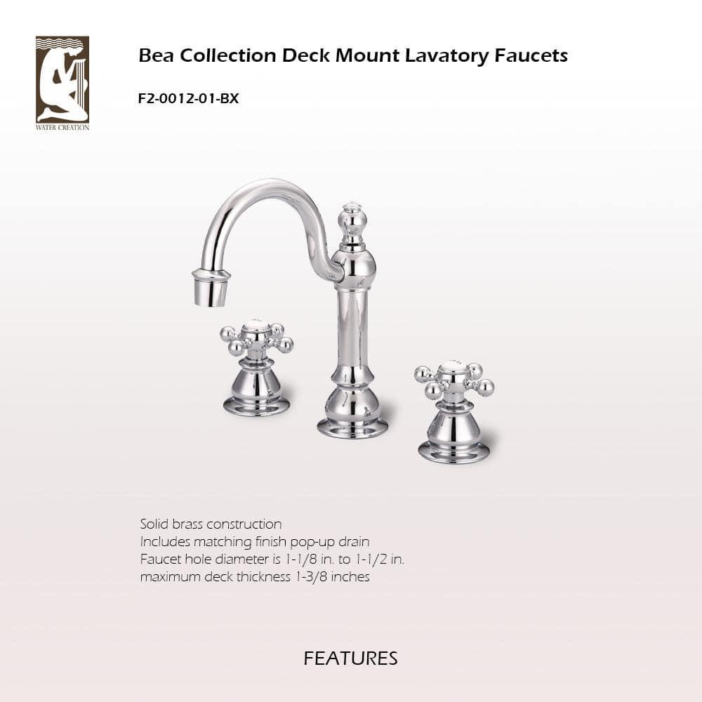 Water Creation F2-0012-01-BX American 20th Century Classic Widespread Lavatory F2-0012 Faucets - Silver & Chrome