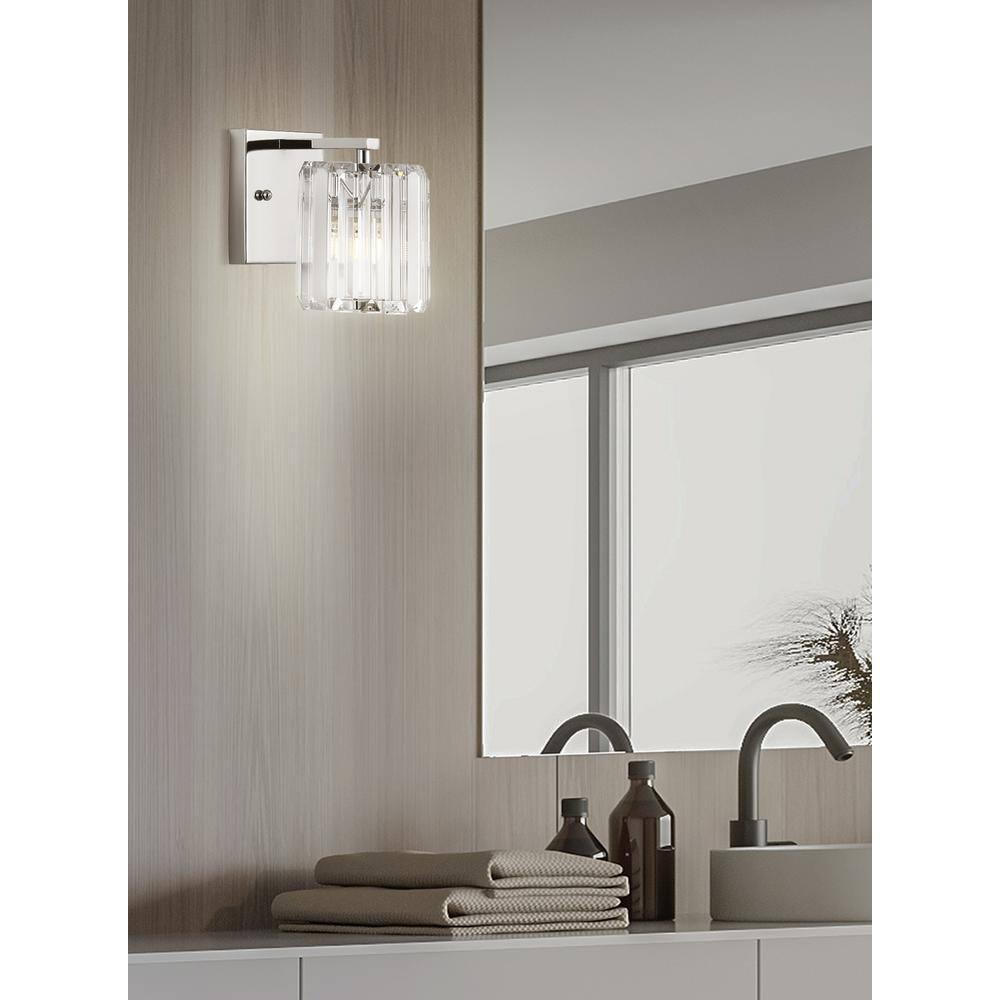 Coco Prism Vintage 4.75" 1-Light Metal/Glass Classic Glam LED Vanity Light, Chrome