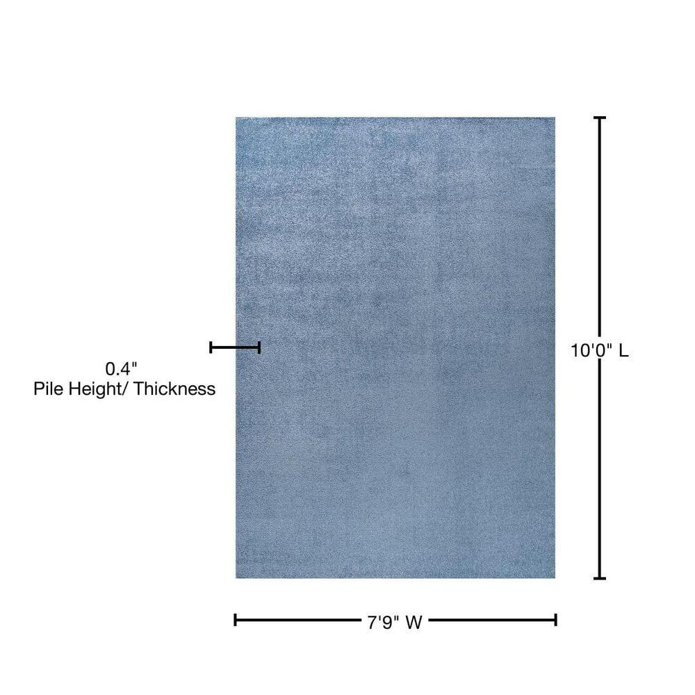 8'x10' Haze Solid Low-Pile Area Rug, Classic Blue - JONATHAN Y