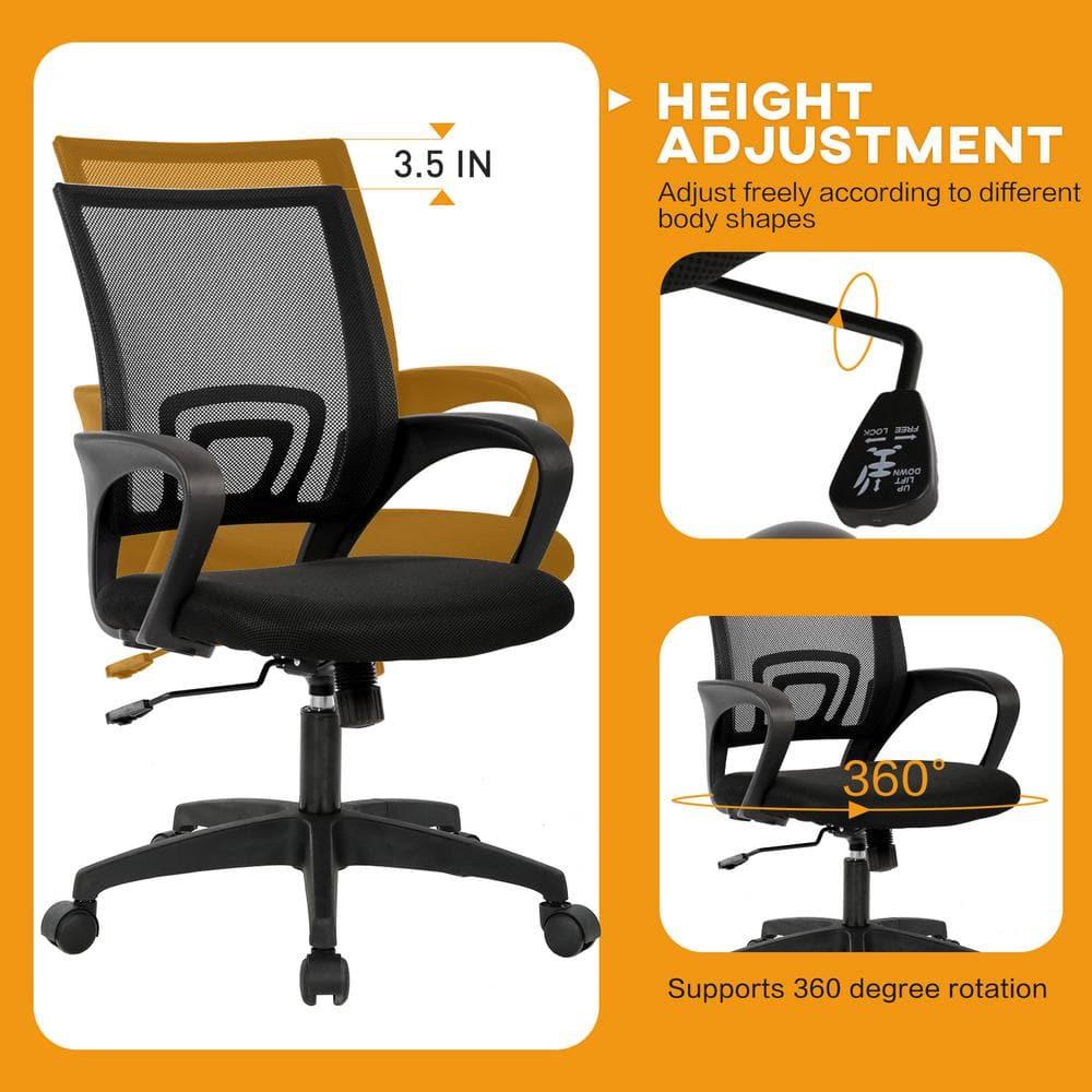 Henry Mesh Cushioned Ergonomic Desk Chair in Black With Non-Adjustable Arms