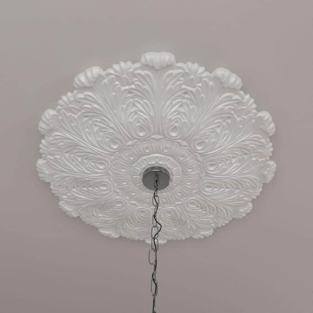 Ekena Millwork Endurathane Bradford Ceiling Medallion, 32 5/8"OD x 2"P (Fits Canopies up to 6 5/8"), Hand-Painted Green Gold Finish CM31DU