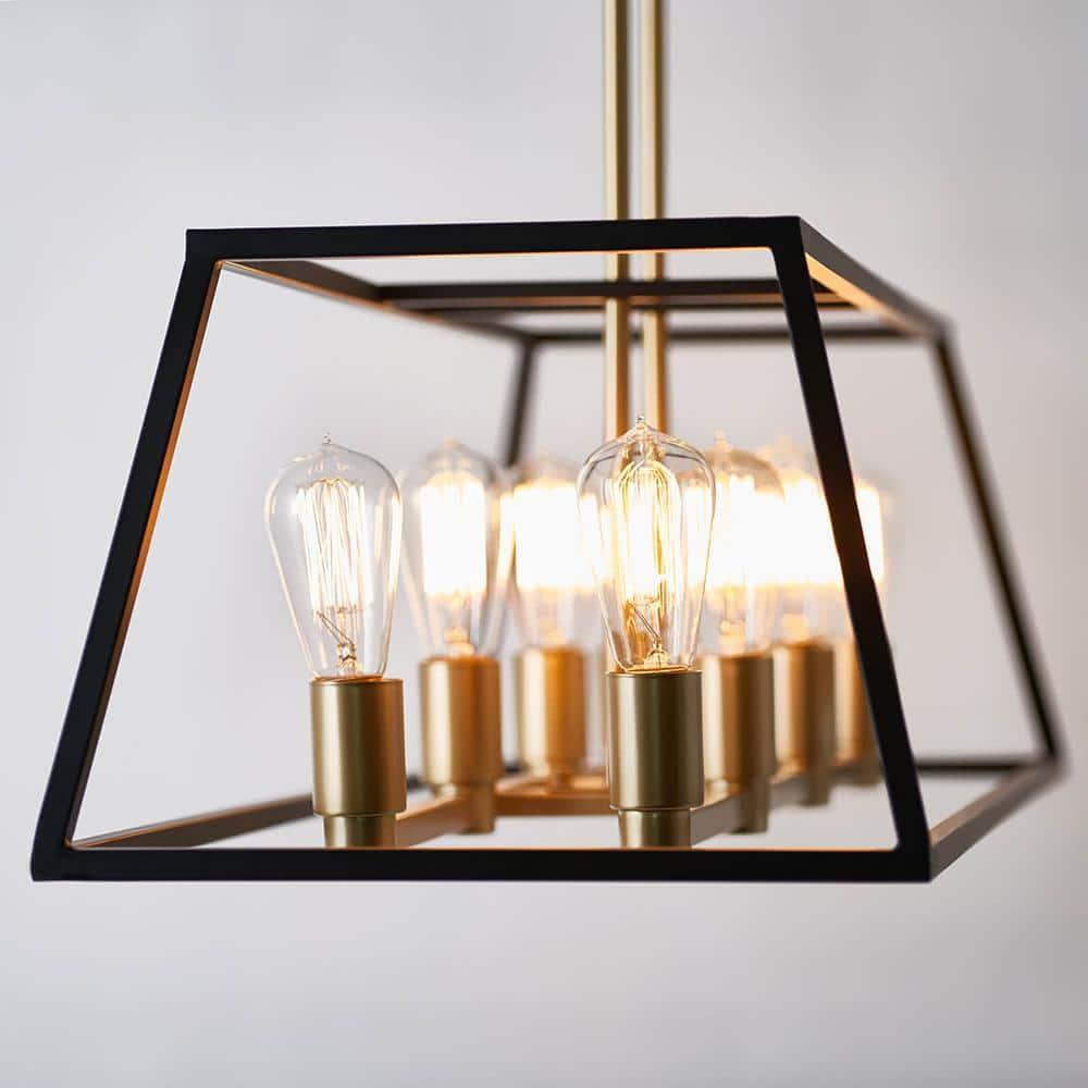 Artika Carter Modern Farmhouse Chandelier Black & Gold