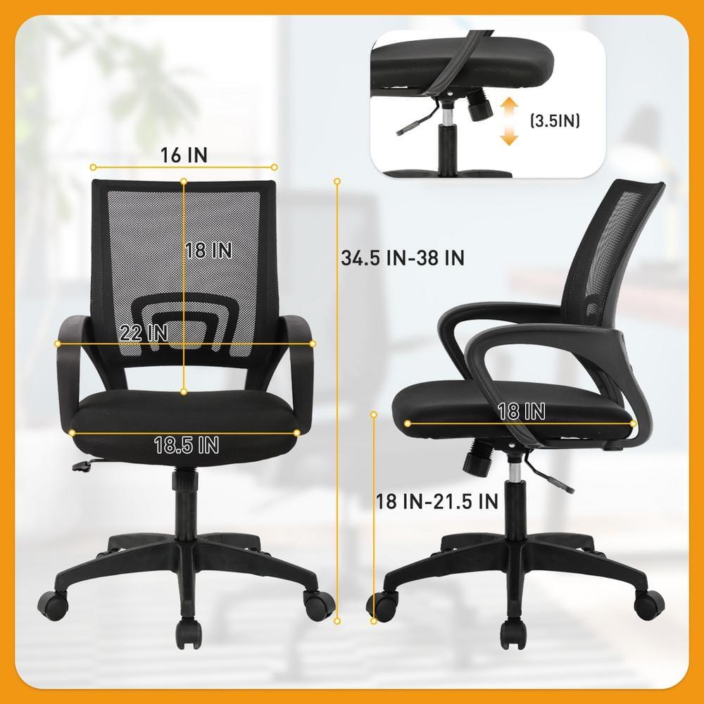 Henry Mesh Cushioned Ergonomic Desk Chair in Black With Non-Adjustable Arms