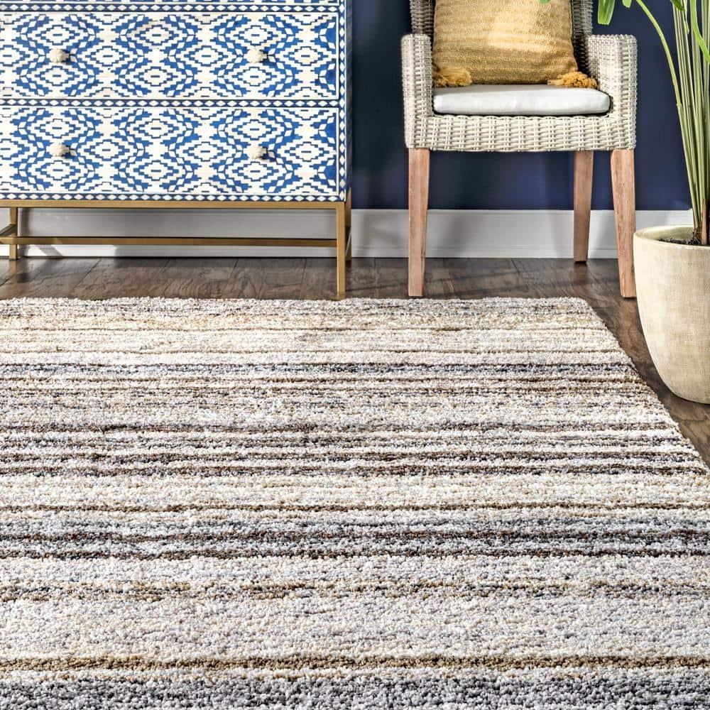 9'x12' Drey Ombre Shag Area Rug Beige/Brown - nuLOOM: Contemporary Tufted Medium Pile Indoor Rug