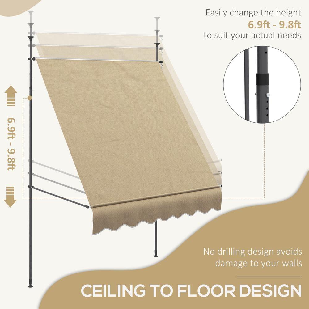 Outsunny D Polyester Cover Retractable Patio Awning