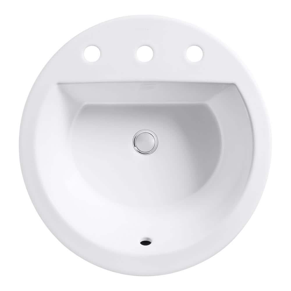 Bryant Ceramic Circular Drop-In Bathroom Sink with Overflow