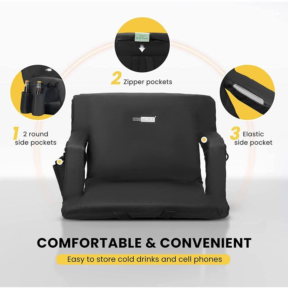 SPECSTAR Foldable Stadium Seat Chair for Bleachers with Padded Back Support and Armrests 2 pack
