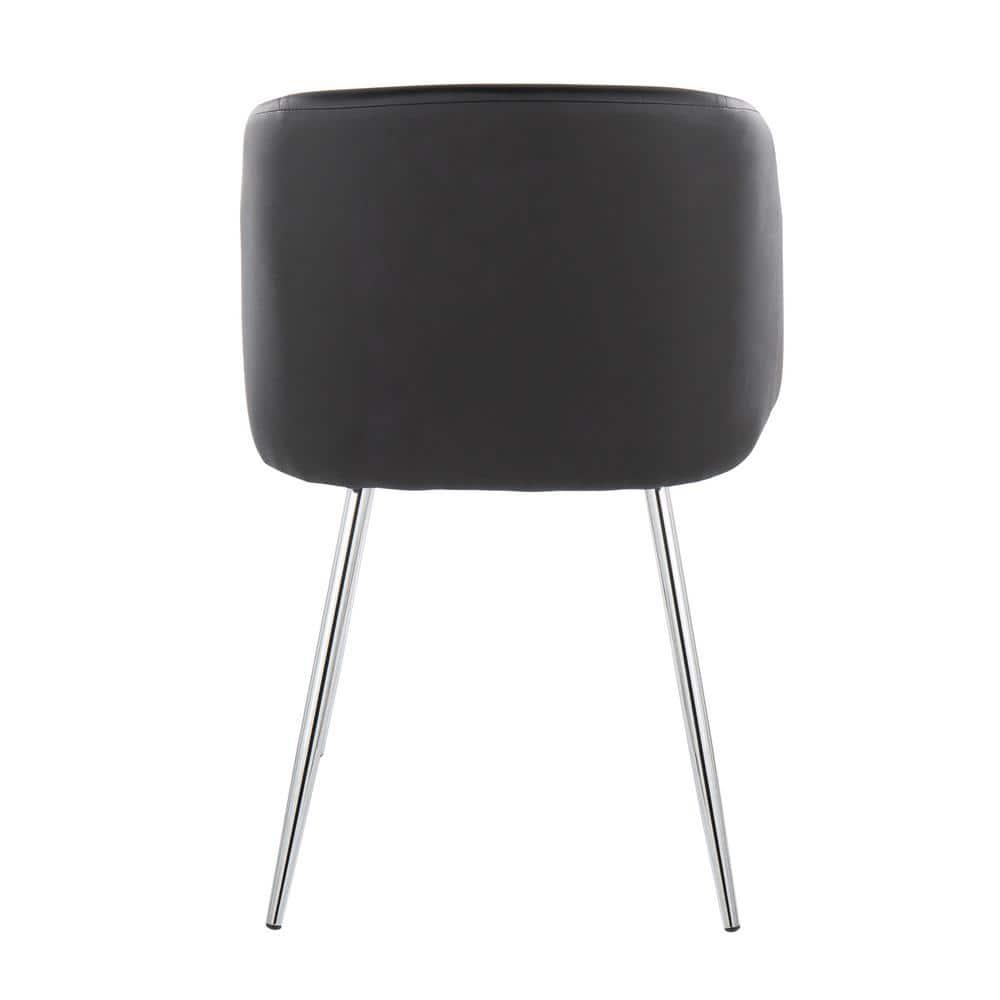 Set of 2 Fran Dining Chairs Chrome/Black - LumiSource: Upholstered, Metal Legs, Contemporary Style