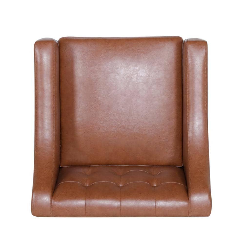 Noble House Annisa Faux Leather Club Chair, Cognac Brown and Espresso