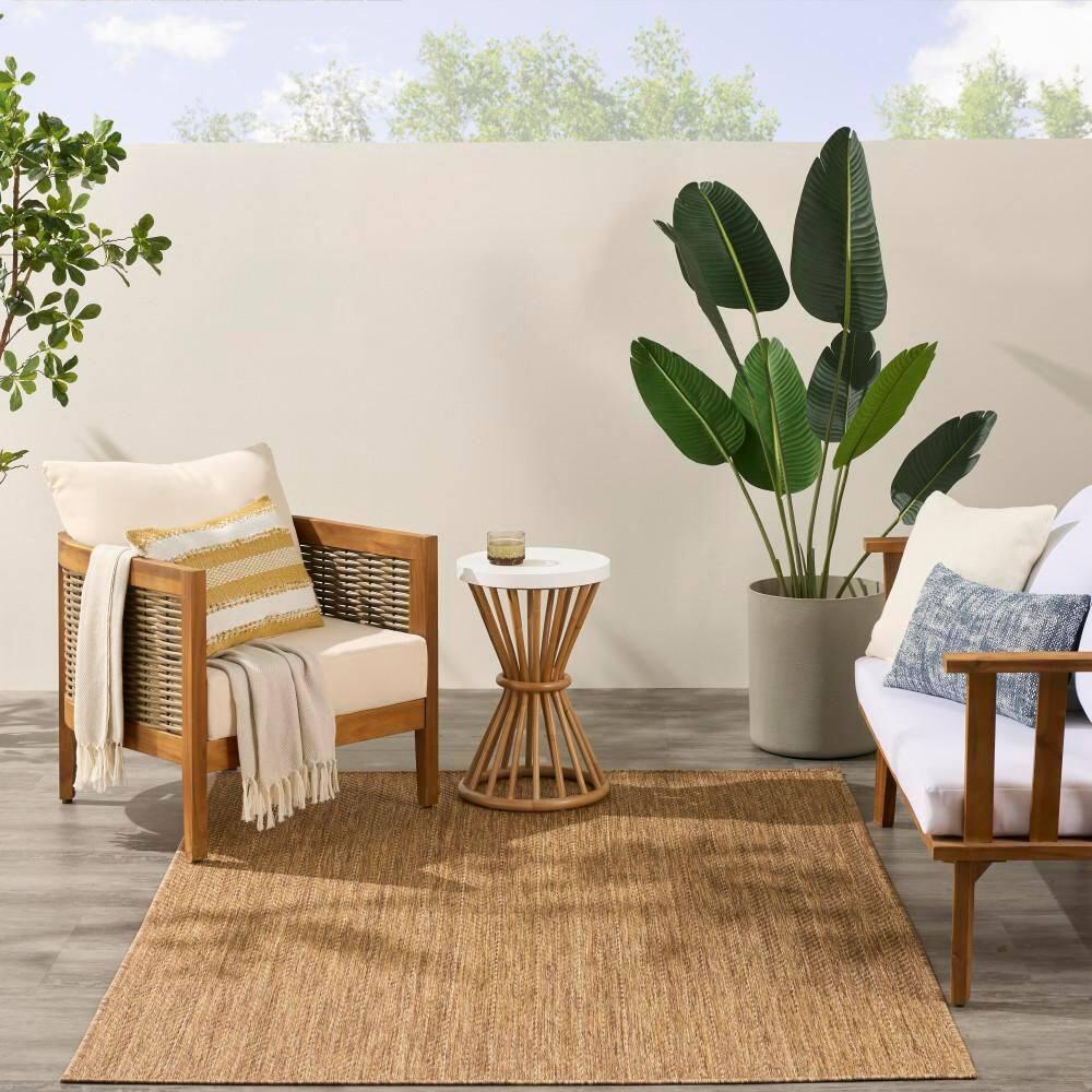 Nourison Horizon Indoor/Outdoor 5' x 7' Natural Modern Chevron Flatweave Rug