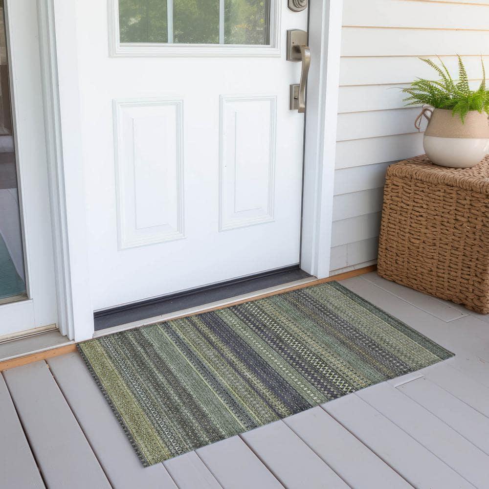 Addison Rugs Chantille ACN527 Sage 1'8" x 2'6" Indoor Outdoor Scatter Rug, Easy Clean, Machine Washable, Non Shedding, Entryway, Bedroom, Living Room, Dining Room, Kitchen, Patio Rug