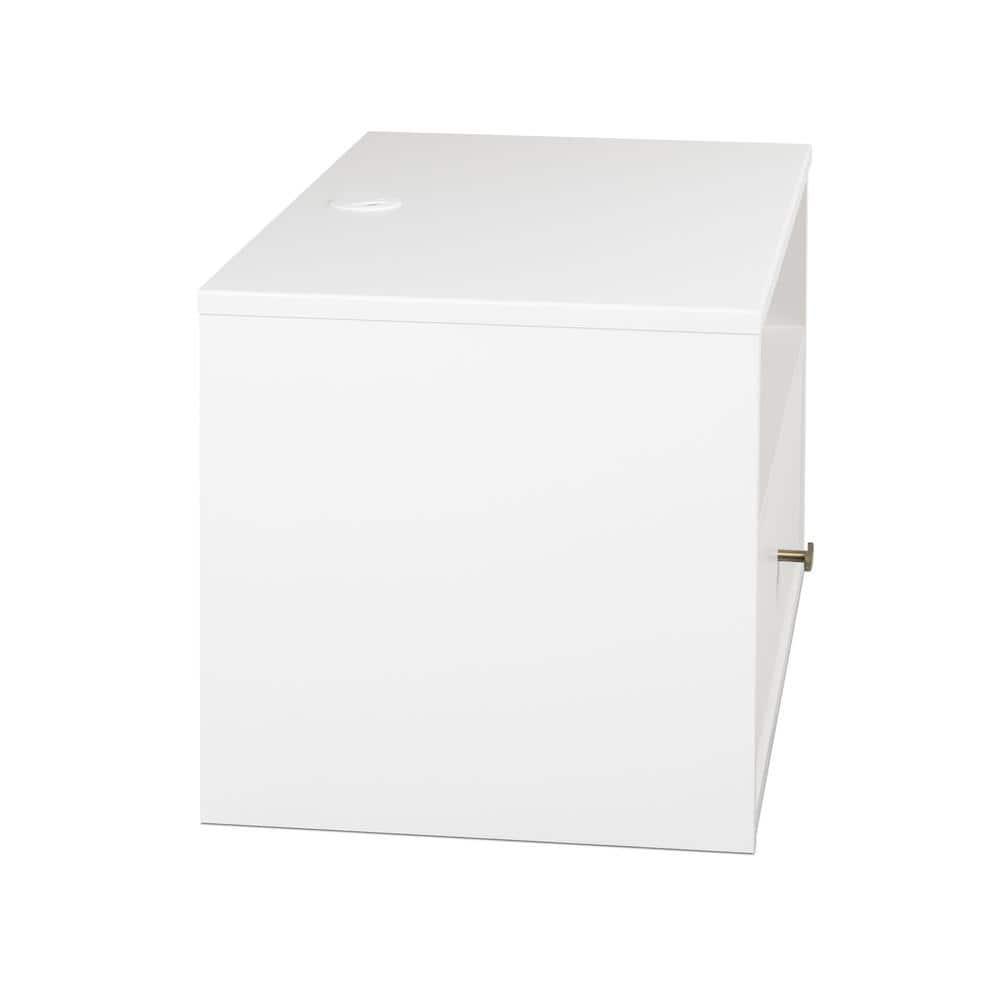 Prepac Floating 1 Drawer Nightstand with Open Shelf White: Modern Wall-Mounted Bedside Furniture with Cable Management & Metal Glides