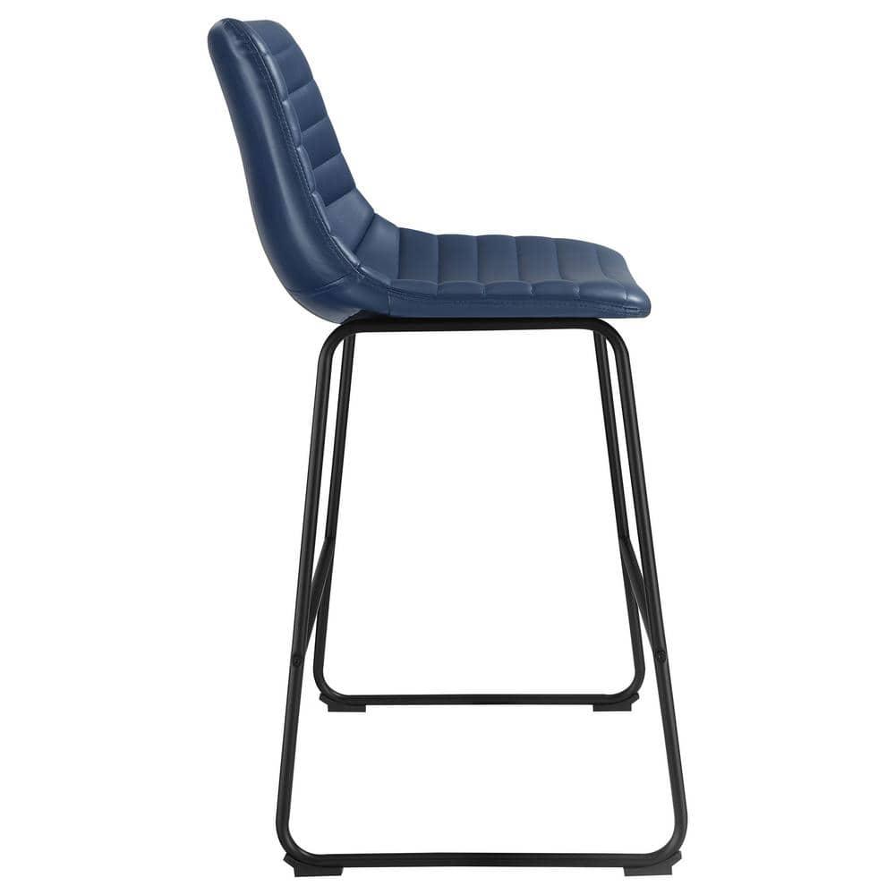 Coaster Zuni Rustic Faux Leather Upholstered Counter Chair in Blue