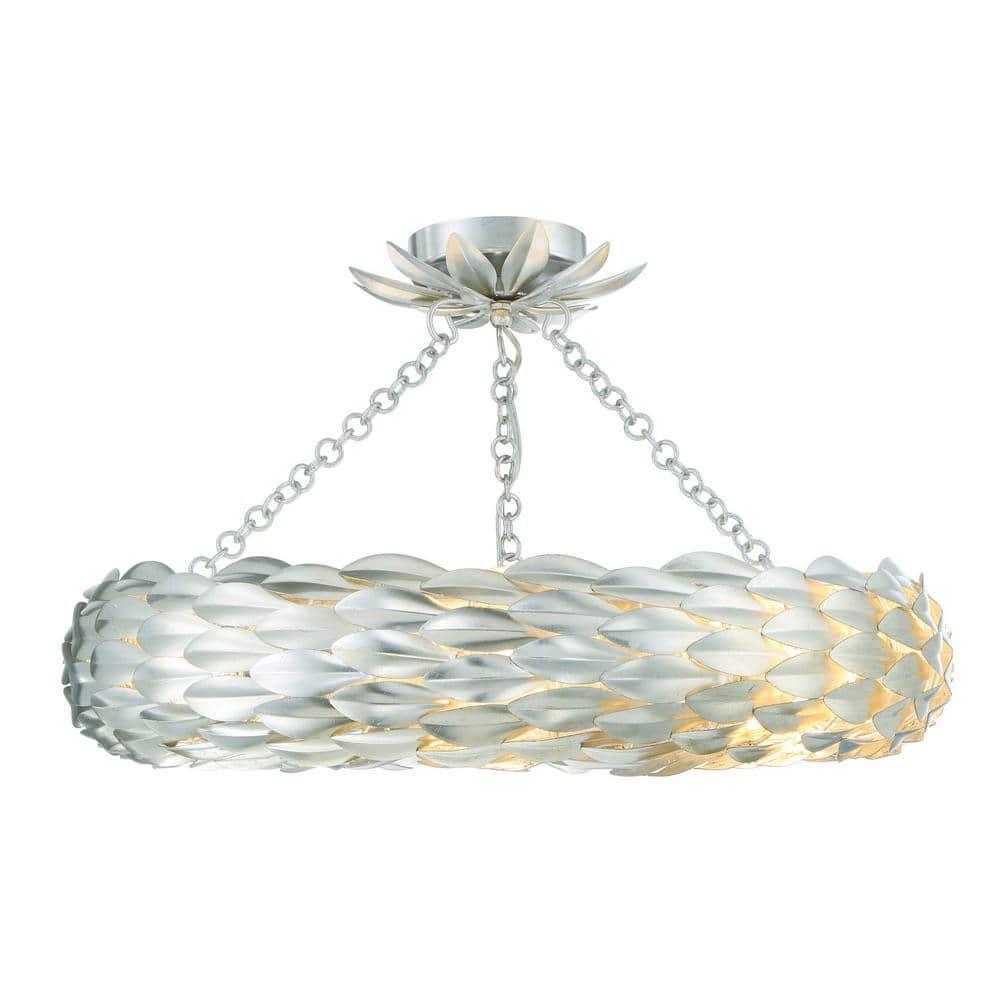 Crystorama Lighting Broche 6 - Light Flush Mount in  Antique Silver