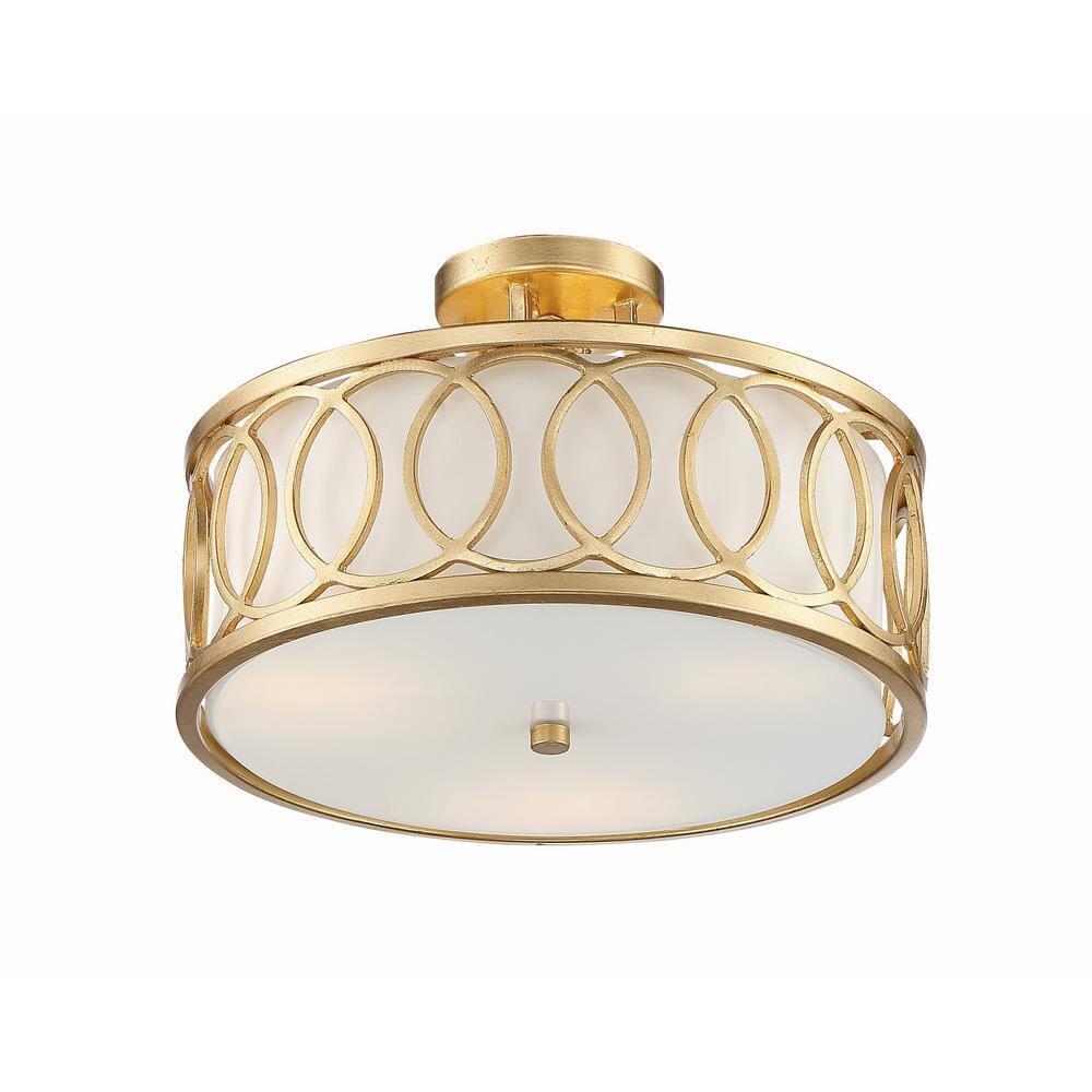 Crystorama Lighting Graham 3 - Light Semi-Flush Mount in  Antique Gold