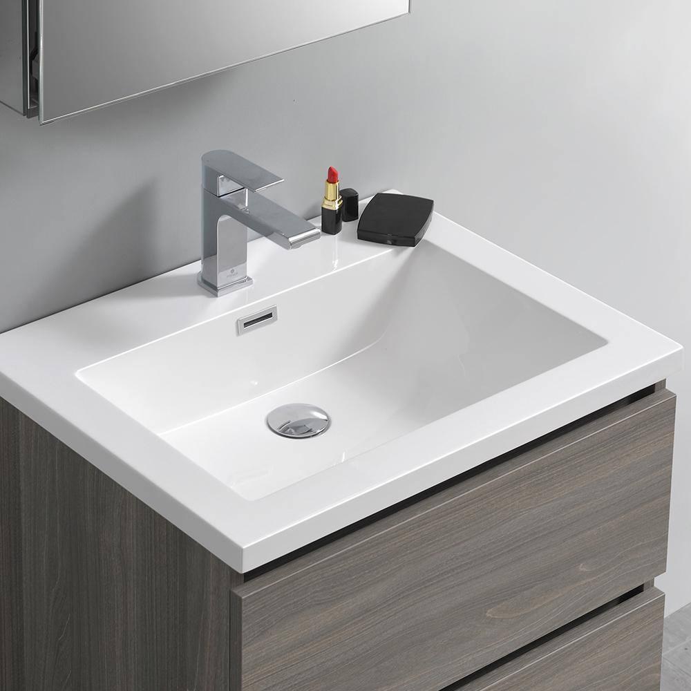 Lazzaro 24" Freestanding Modern Bathroom Vanity with Integrated Single Sink - Faucet Not Included