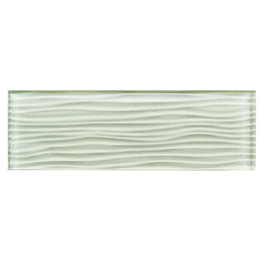 Enchant-Parade Florette Green 4-in. x 12-in. Subway Textured Polished Glass Wall & Floor Tile