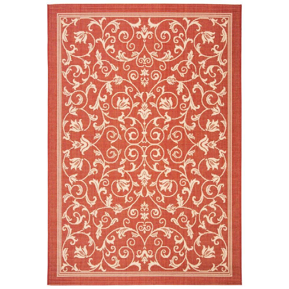Courtyard CY2098 Power Loomed Indoor and Outdoor Area Rug - Red/Natural - 4'x5'7" - Safavieh