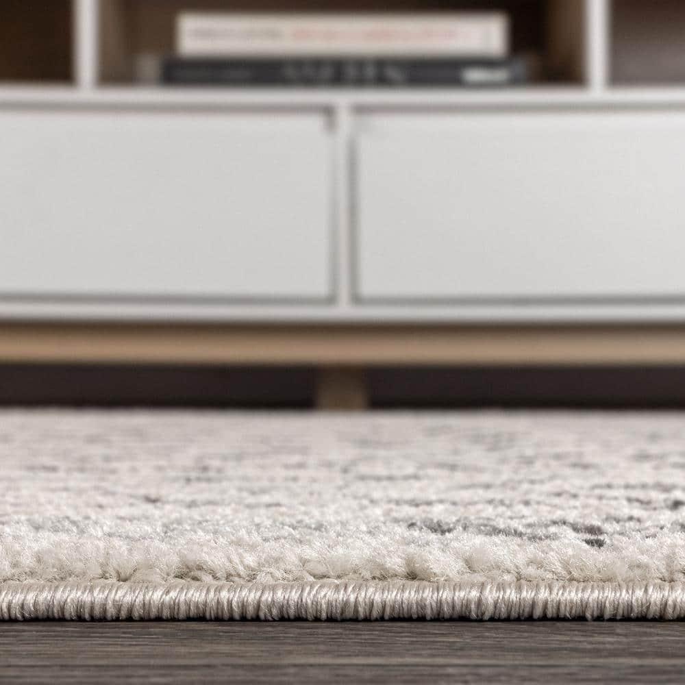 2'x8' Ziri Moroccan Geometric Runner Rug, Cream/Gray - JONATHAN Y