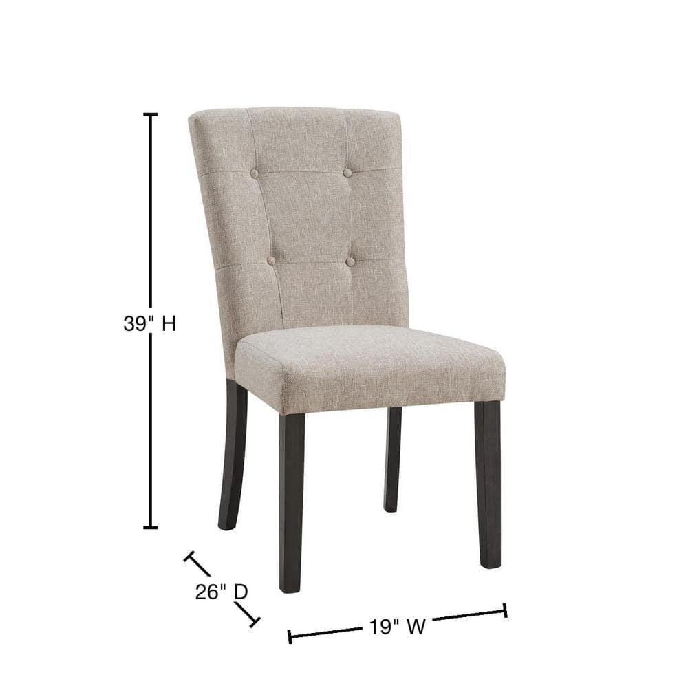 Set of 2 Landon Tufted Upholstered Chair Set Taupe - Picket House Furnishings: Contemporary Polyester, Foam-Filled