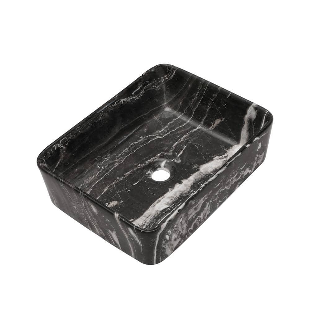COUOKO COUOKO 19''L x 15"W Black Marble Ceramic Rectangular Vessel Bathroom Sink C-VSF1915-M