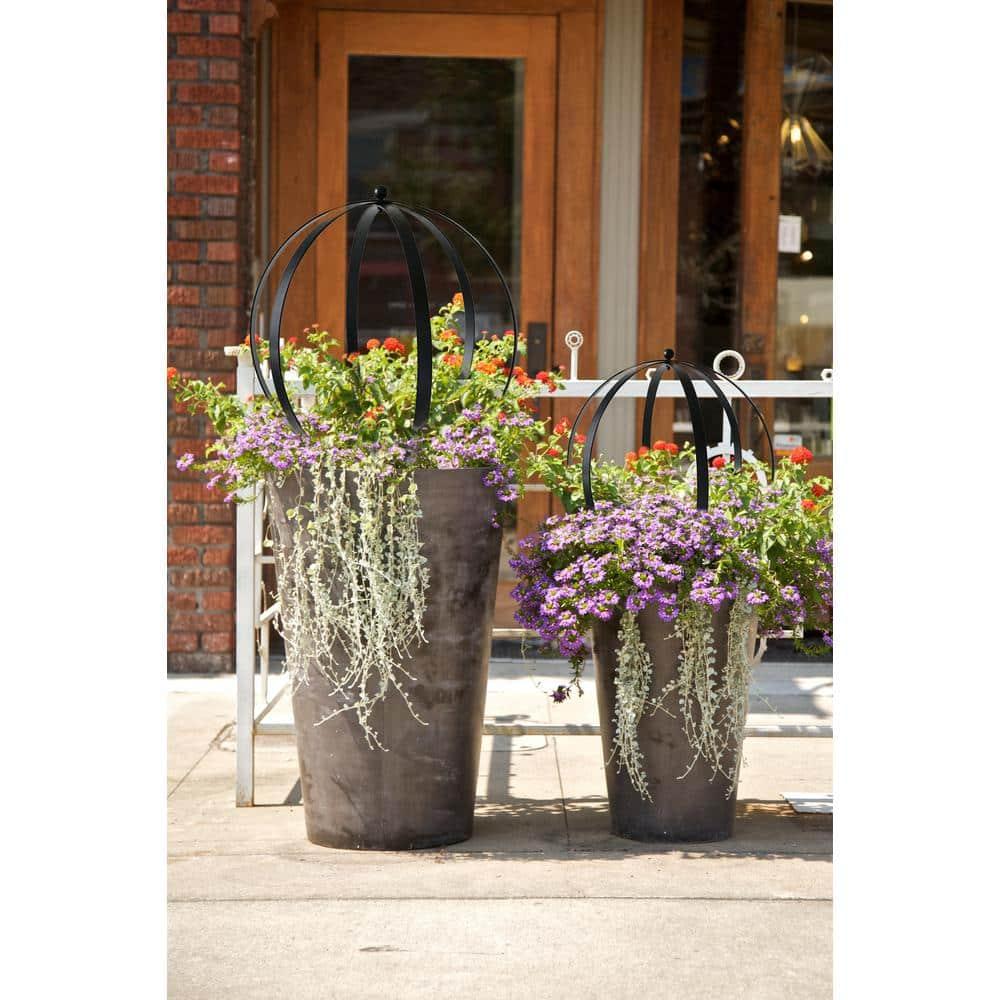 DÉCOR WOW Garden Orb Ornament, Small Obelisk Trellis, 19.5"H x 16" W, Metal, Black