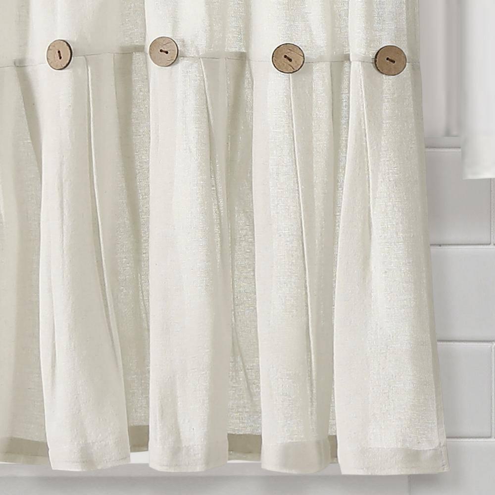 Lush Decor Linen Button Cotton Blend Tailored 29'' W Cafe Curtain (Set of 2)