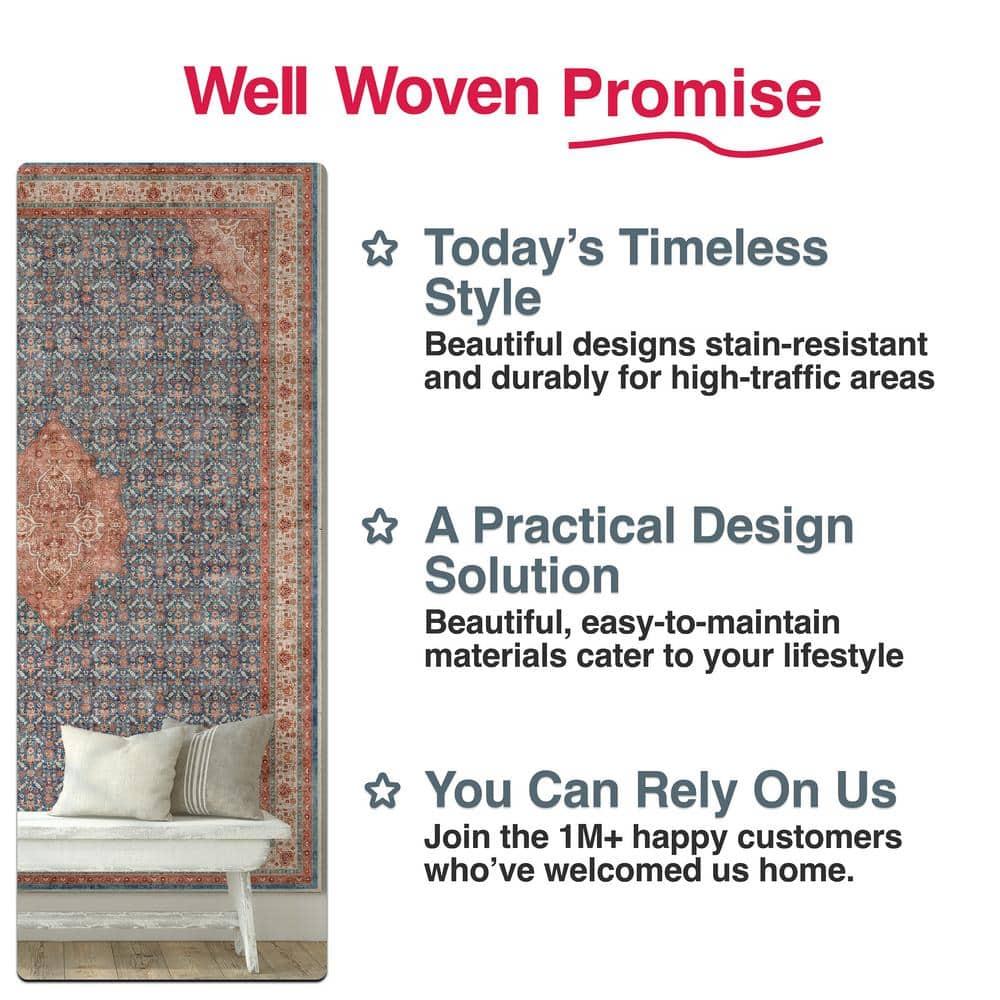 Well Woven Asha Lilith Vintage Oriental Blue Red 9'10" x 13' Area Rug