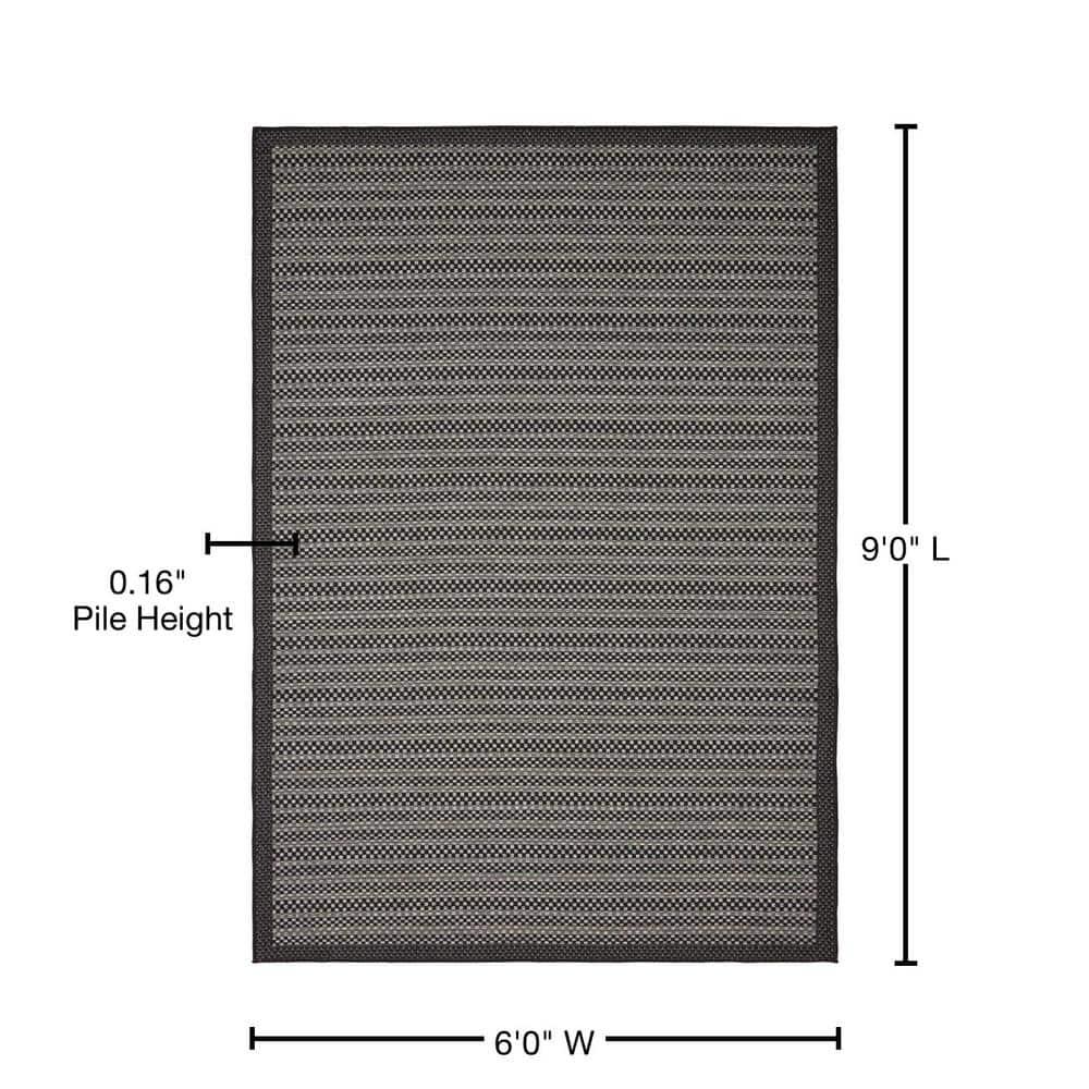 Unique Loom 6' 0 x 9' 0 Gray Outdoor Border Checkered Area Rug