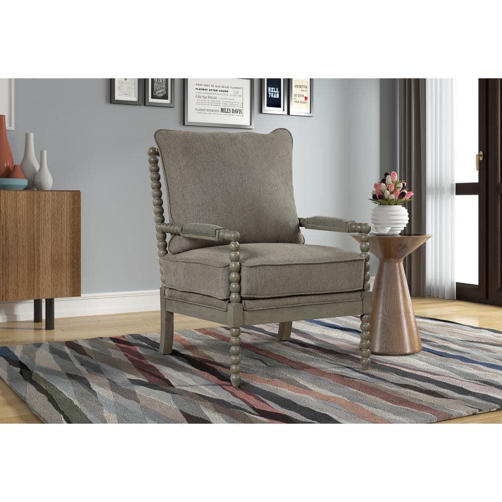 Hutch Taupe Fabric Arm Chair in Antique Gray