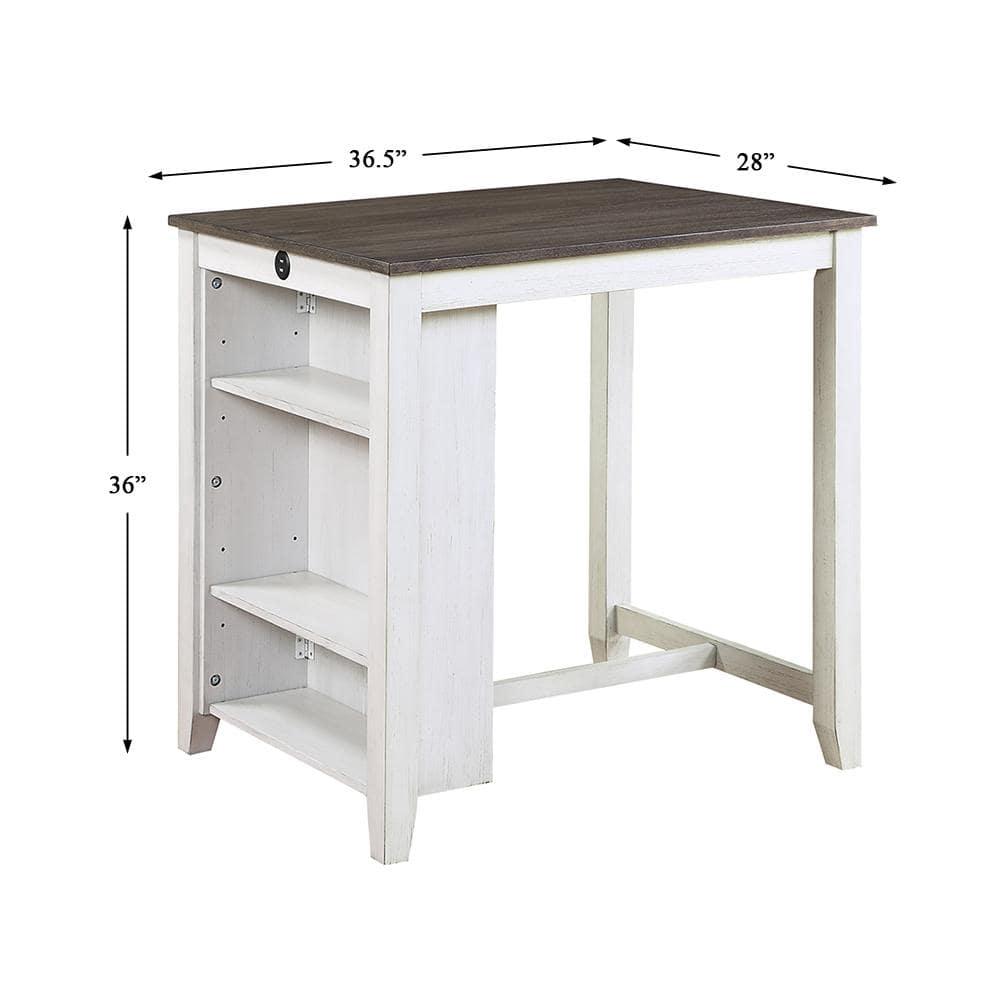 NicBex 3 Piece Dining Table Set witH USB Ports & Side Storage Modern Kitchen Side Table with Upholstered Side Chairs for Dining Room, White