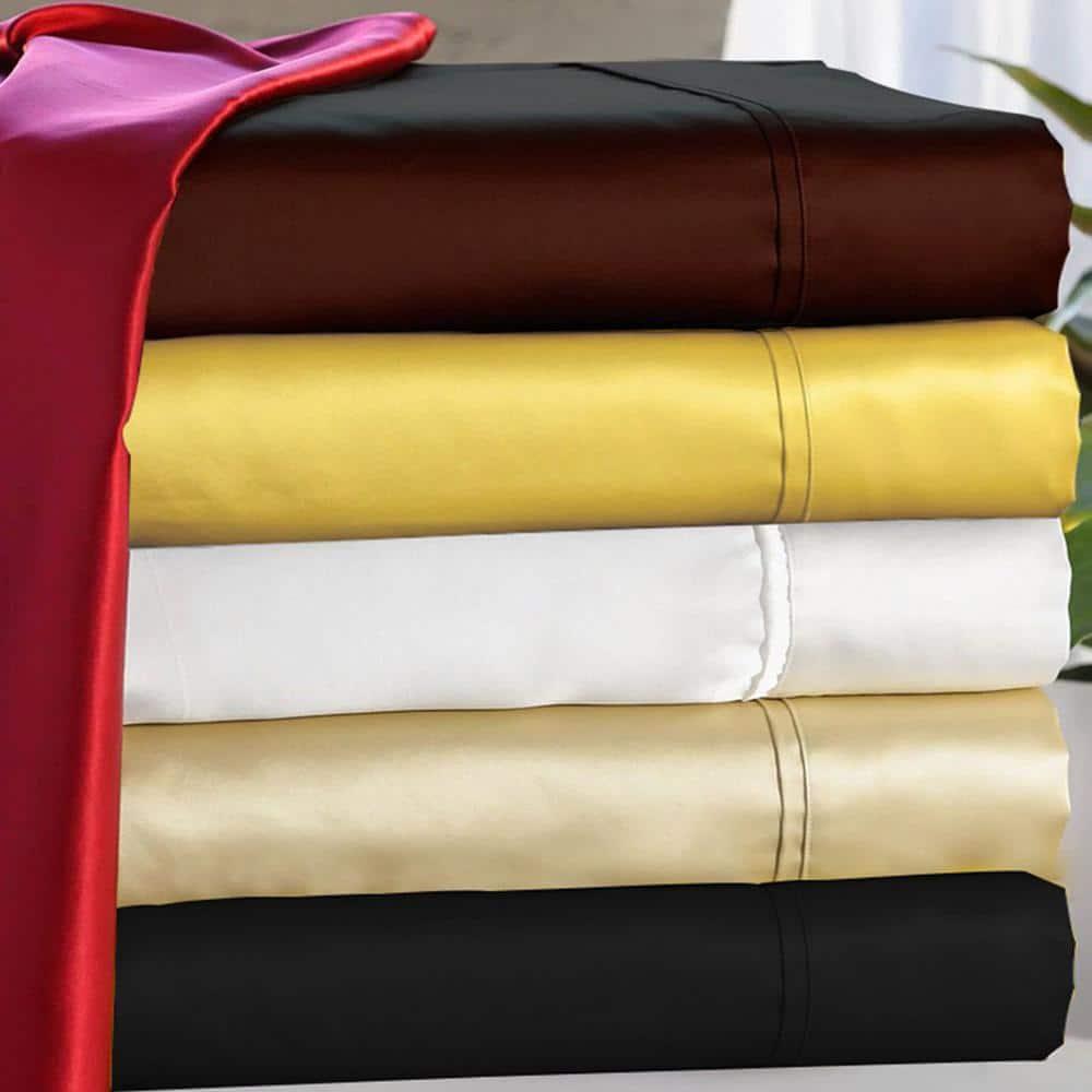 Silky Satin Bed Sheet Set 4-Piece (Ivory, Queen)