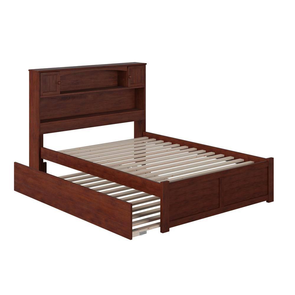 Full Newport Bed with Twin Urban Trundle, Bookcase Headboard, No Box Spring - AFI