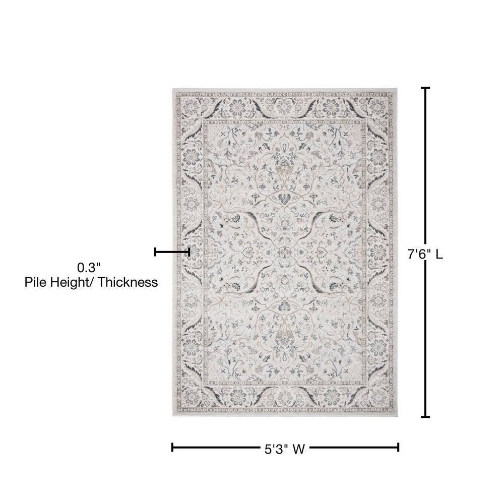 Isabella ISA912 Power Loomed Area Rug - Light Grey/Cream - 5'3"x7'6" - Safavieh.