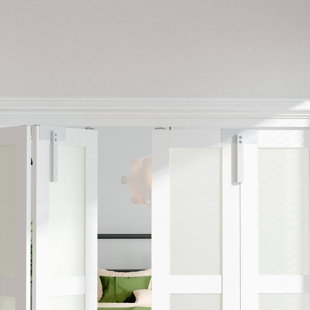 CHIC MODE 3-Lite Frosted Glass Solid Manufactured Wood Prefinished Bi-Fold Door