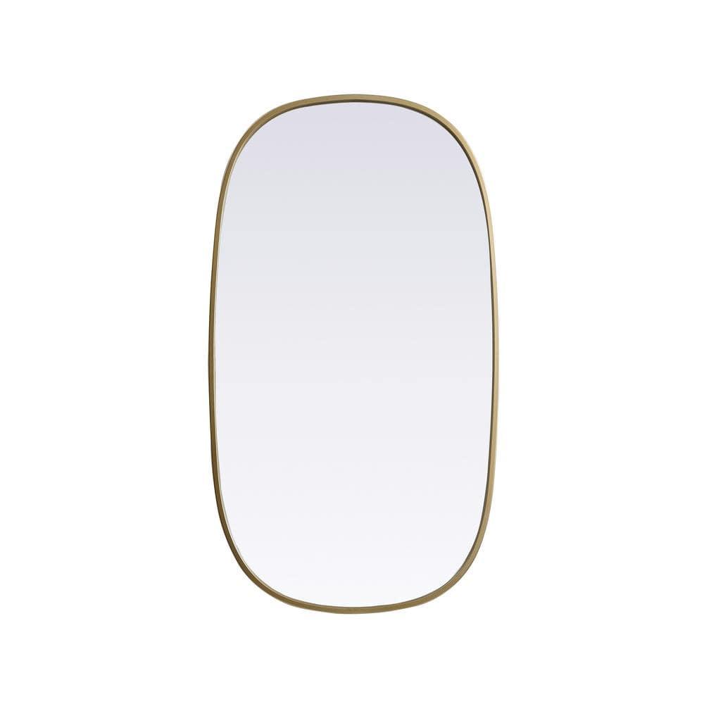 Elegant Lighting Metal Frame Oval Mirror 20x36 Inch in Brass